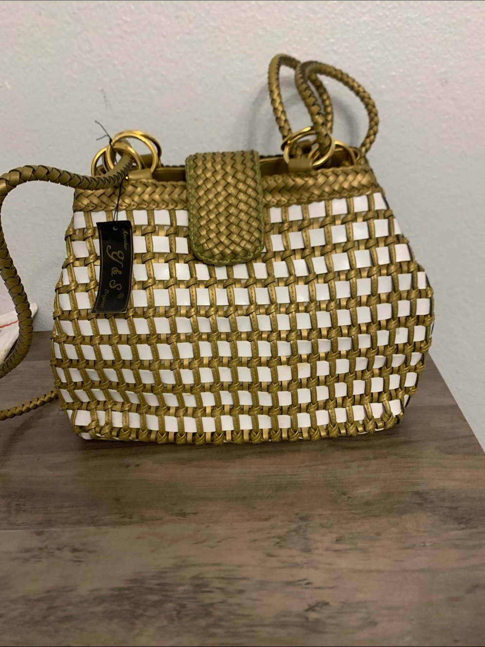 VTvG  Another y & S original Gold & White Leather Bag#218#